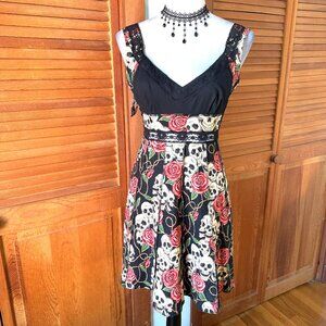 Vintage Shrine of Hollywood To Thy Skull My Rose Black Goth Punk Y2K Dress XS-S